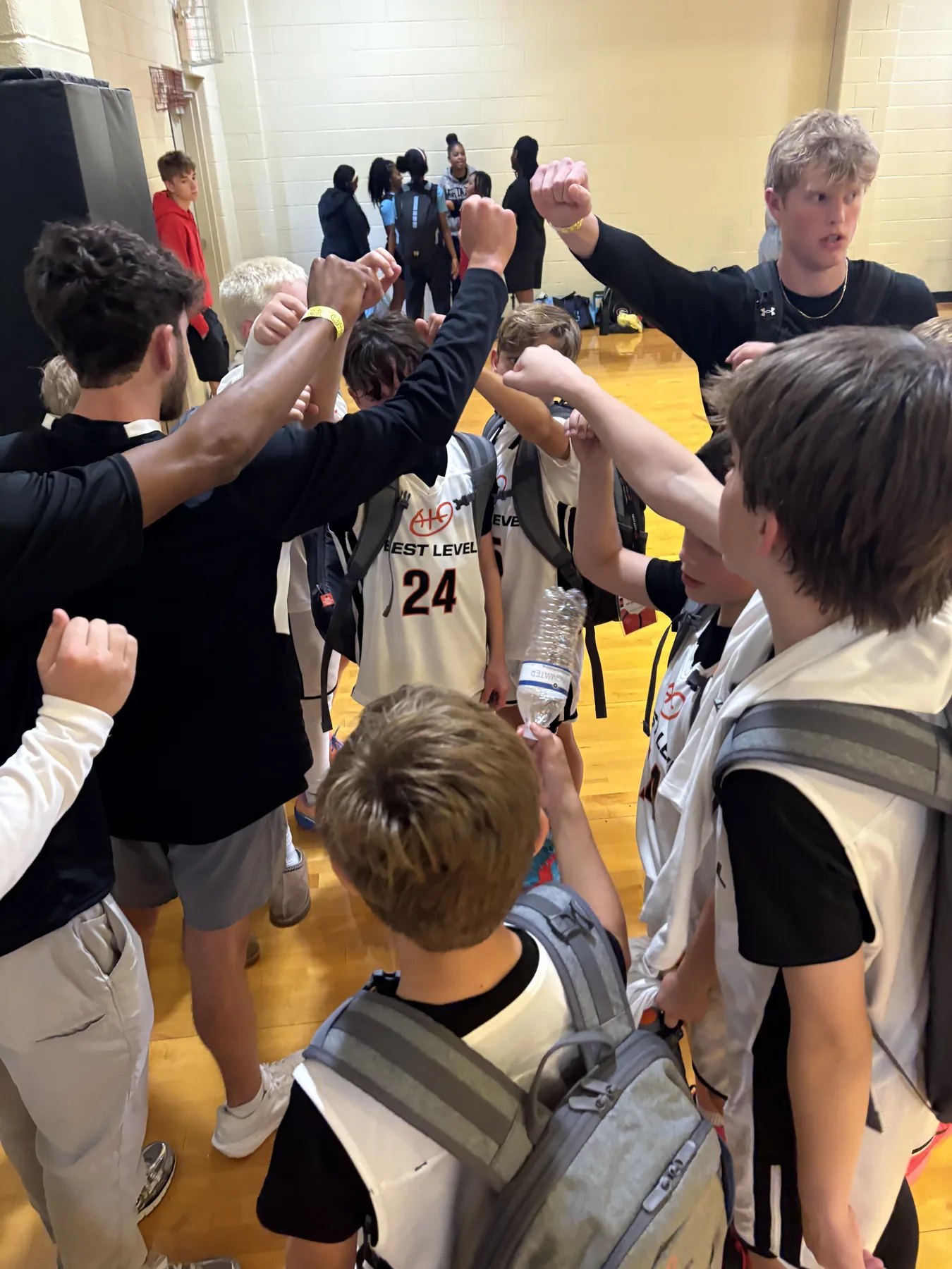 Best Level Basketball travel team huddle